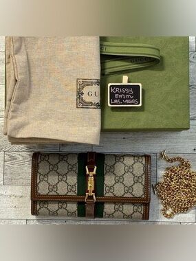 💯 Authentic Gucci Brown GG Supreme Canvas Sherryline Jackie WOC